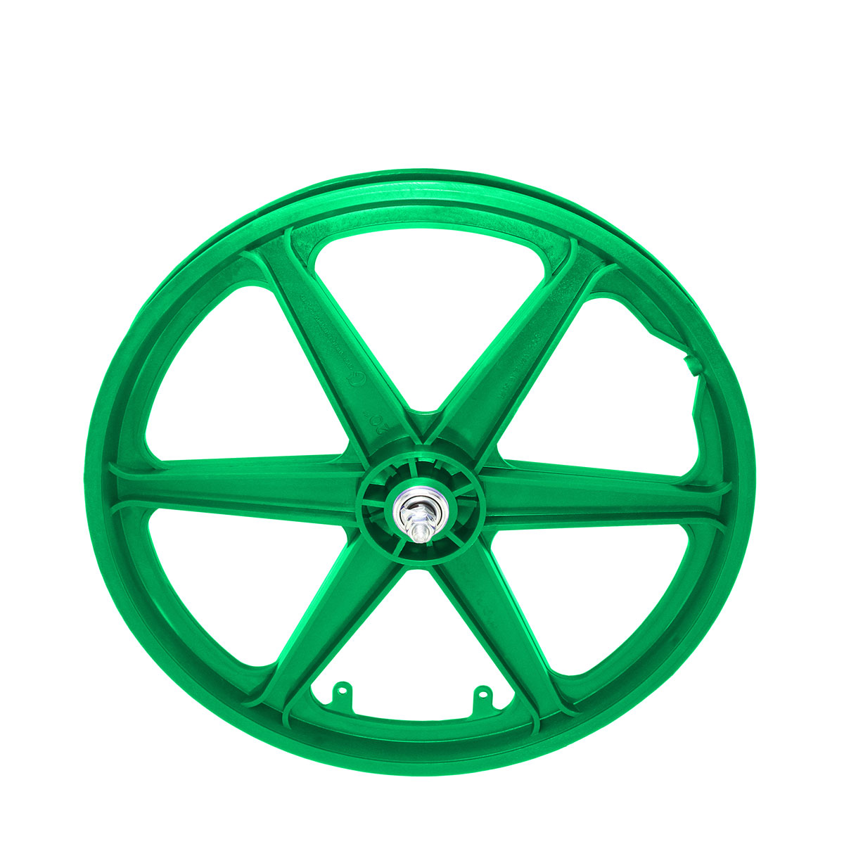 20 Inch x 38mm Plastic 6-Spoke Front Wheel 3/8 Axle Green.